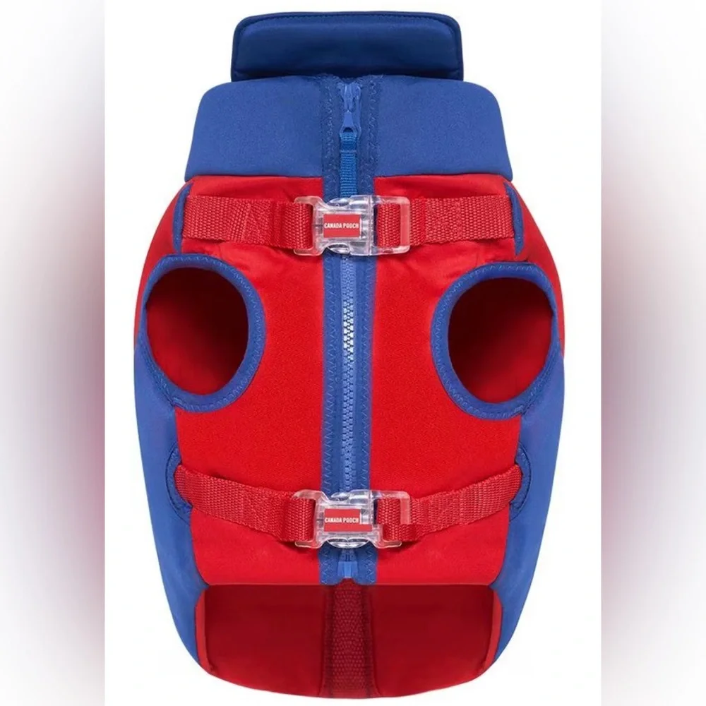 Canada Pooch High Tide Life Dog Jacket - Red/Blue - Size 10